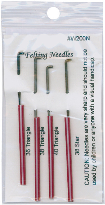 3 Pack Wistyria Editions Felting Needles 4/Pkg-Size 36, 38 & 40 Triangle, Size 38 Star W200N - 893812001002