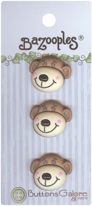 6 Pack - Buttons Galore Bazooples Buttons-Max The Monkey - BZ1-124 - 840934063289