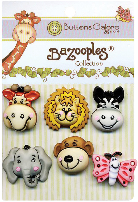 6 Pack Buttons Galore BaZooples Buttons-Gertrude & Friends BZ-100 - 840934063173
