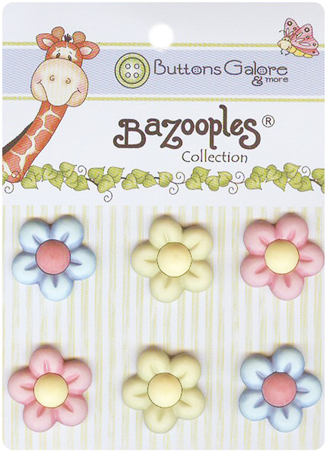 6 Pack Buttons Galore BaZooples Buttons-Multi Flowers BZ-108 - 840934063234