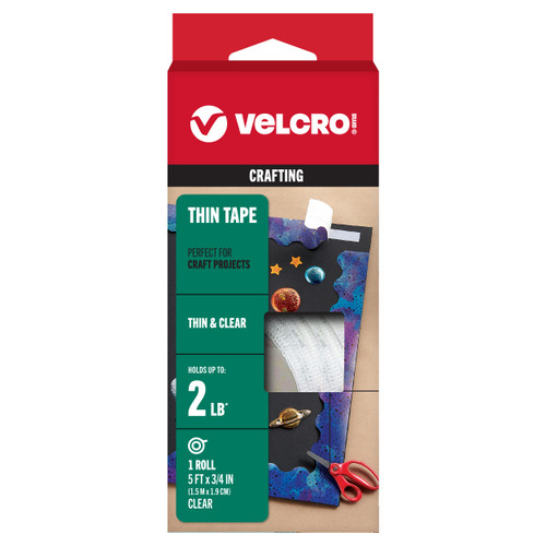 6 Pack VELCRO(R) Brand Thin Fasteners Tape .75"X5'-Clear 91299 - 075967912994