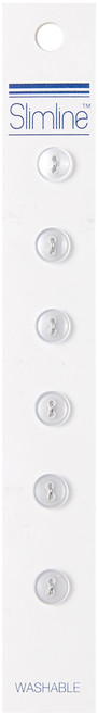 6 Pack Slimline Buttons Series 1-White 2-Hole 1/4" 6/Pkg SL1-2 - 052278321011