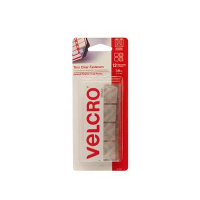 6 Pack - VELCRO(R) Brand Thin Fasteners Squares .875" 12/Pkg-Clear - 91330 - 075967913304