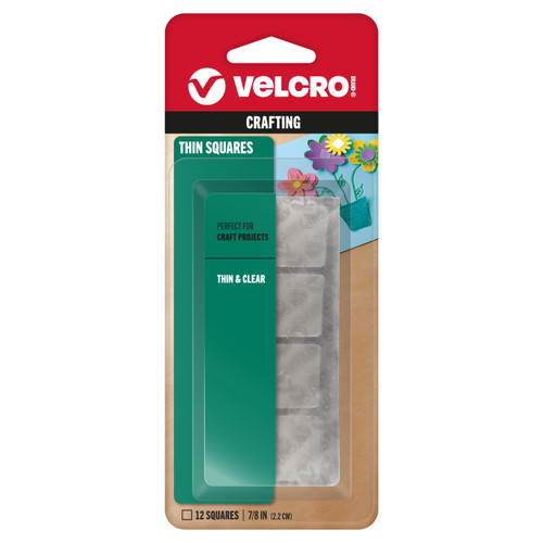 6 Pack VELCRO(R) Brand Thin Fasteners Squares .875" 12/Pkg-Clear -91330 - 075967913304