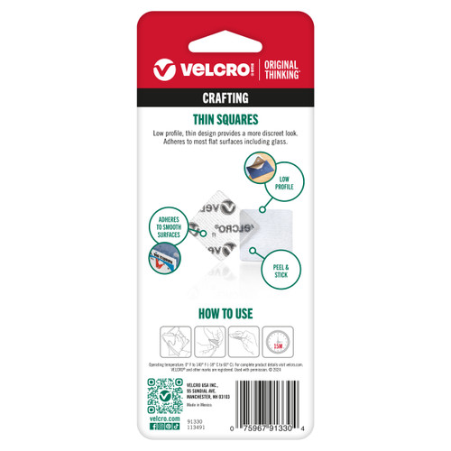 6 Pack - VELCRO(R) Brand Thin Fasteners Squares .875" 12/Pkg-Clear - 91330