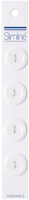 6 Pack Slimline Buttons Series 1-White 2-Hole 3/4" 4/Pkg SL1-8 - 052278320434