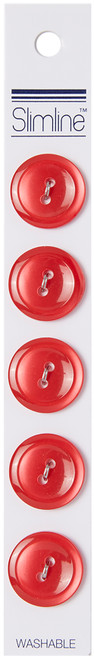 6 Pack Slimline Buttons Series 1-Red 2-Hole 3/4" 5/Pkg SL1-43 - 052278322032
