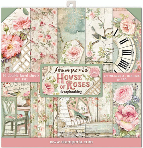 Stamperia Double-Sided Paper Pad 8"X8" 10/Pkg-House Of Roses, 10 Designs/1 Each SBBS08 - 59931100036015993110003601