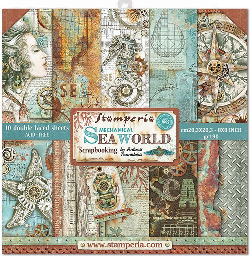 Stamperia Double-Sided Paper Pad 8"X8" 10/Pkg-Sea World, 10 Designs/1 Each SBBS13 - 59931100066405993110006640