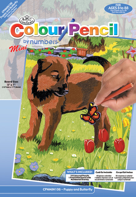 12 Pack - Royal & Langnickel(R) Mini Color Pencil By Number Kit 5"X7"-Puppy & Butterfly - CPNMIN-106 - 090672227058