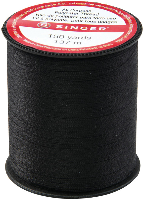 6 Pack Singer All-Purpose Polyester Thread 150yd-Black 60000-60110