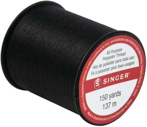 6 Pack Singer All-Purpose Polyester Thread 150yd-Black 60000-60110