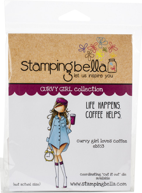 Stamping Bella Cling Stamps-Curvy Girl Loves Coffee EB853 - 666307908533