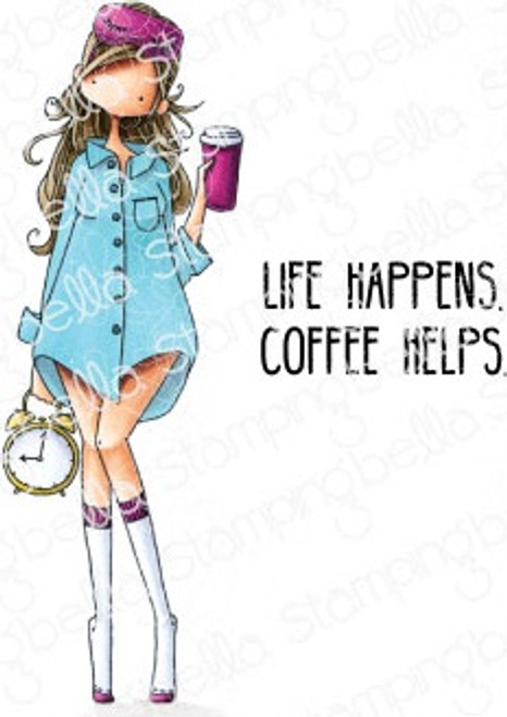 Stamping Bella Cling Stamps-Curvy Girl Loves Coffee EB853