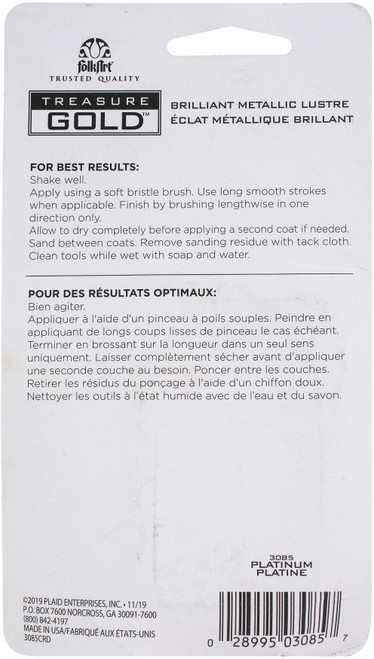 FolkArt Treasure Gold Paint 2oz-Platinum - Carded - FATG-3085 FolkArt Treasure Gold Paint 2oz-Platinum - Carded - FATG-3085