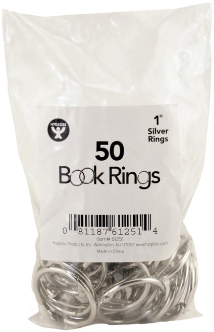 2 Pack Book Rings 50/Pkg-Silver 1" -H61251 - 081187612514
