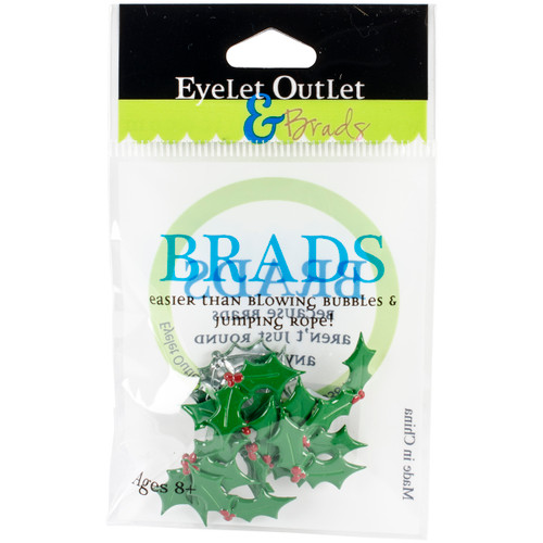 6 Pack Eyelet Outlet Shape Brads 12/Pkg-Holly QBRD2-284 - 810787022740