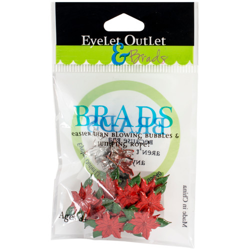 6 Pack - Eyelet Outlet Shape Brads 12/Pkg-Poinsettia - QBRD2-288 - 810787022665