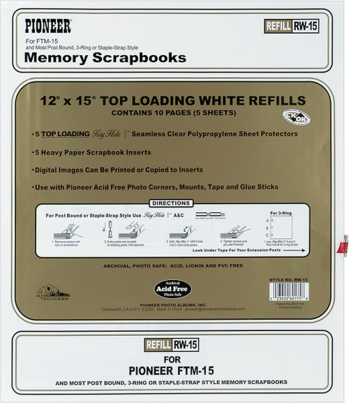 3 Pack Pioneer Universal Top-Loading Page Protectors 5/Pkg-12"X15" (W/White Inserts) RW15 - 023602601758