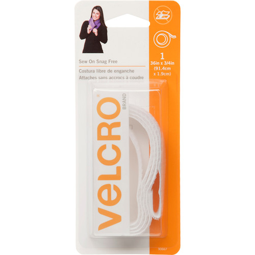 6 Pack VELCRO(R) Brand Sew-On Snag-Free Tape .75"X18"-White 90667 - 075967906672