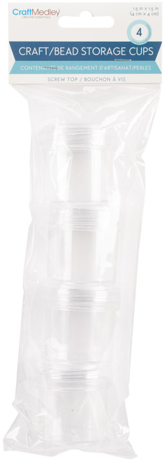 6 Pack - Craft Medley Bead Storage Screw-Top Cups 4/Pkg-1.7oz - PB822 - 775749142259