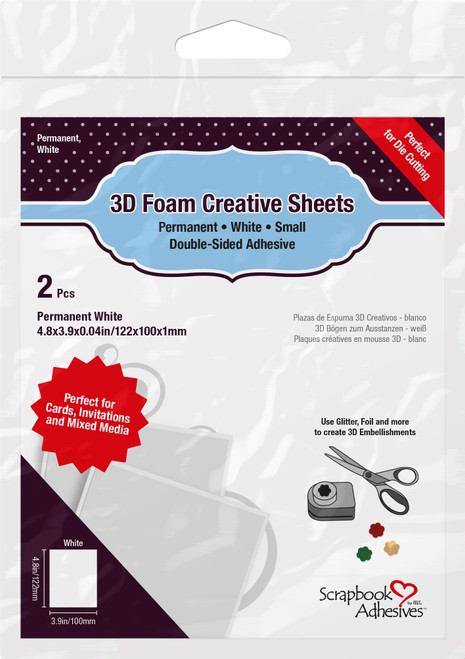 Scrapbook Adhesives 3D Foam Creative Sheets 2/Pkg-Thin White - 01228 - 093616012284