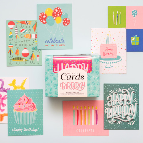 Boxed Cards - A2 (4.375"X5.75") 40 Cards & Envelopes-American Crafts - Birthday - 356507