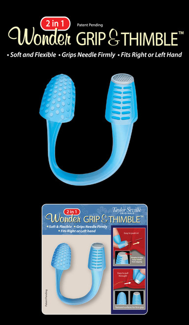 2 Pack - Taylor Seville 2-In-1 Wonder Grip & Thimble-White & Blue - 17122 - 766152217122