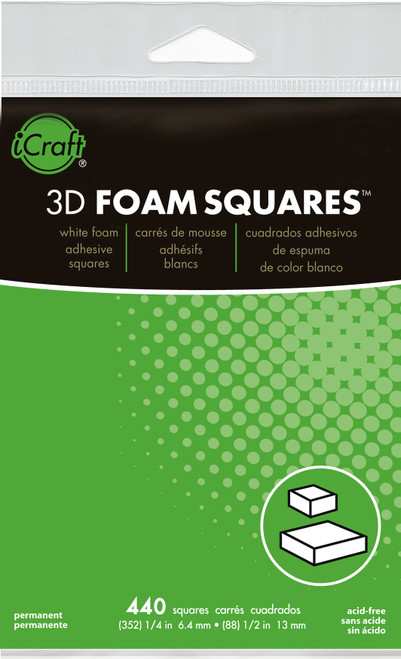 4 Pack Thermoweb 3D Foam Squares Combo Pack-White (352) .25" & (88) .5" 440/Pkg 3777 - 000943037774