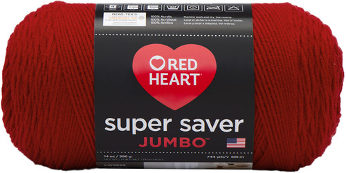 2 Pack Red Heart Super Saver Jumbo Yarn-Cherry Red E302C-319 - 073650814679