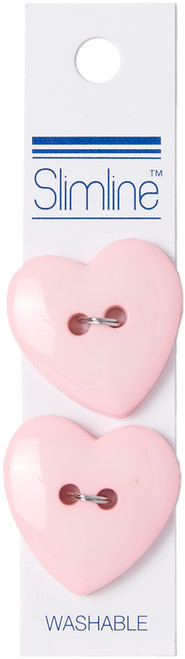 6 Pack - Slimline Buttons Series Funtastics-Pink Heart 2-Hole 1" 2/Pkg - SLF1.25-113 - 052278781136
