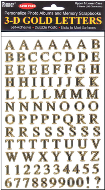 4 Pack - Pioneer 3D Gold Letter Stickers-Uppercase & Lowercase - 3DLG - 023602602052