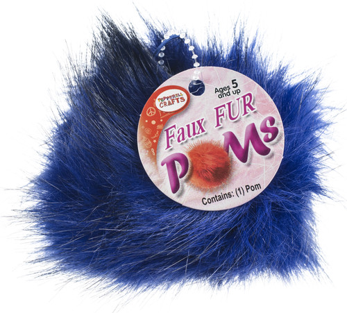 3 Pack - Pepperell Braiding Faux Fur Pom With Loop-Royal - FFPALL-37 - 725879847562