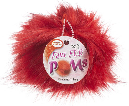 3 Pack Pepperell Braiding Faux Fur Pom With Loop-Red FFPALL-16 - 725879847524