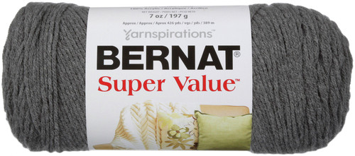 3 Pack Bernat Super Value Solid Yarn-True Grey 164053-53044 - 057355243521