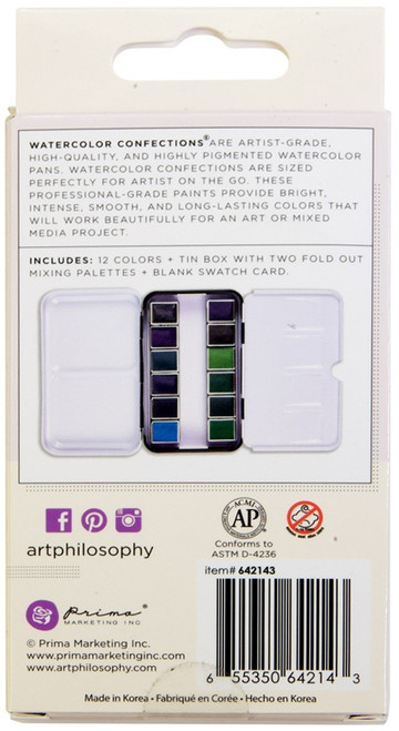 Prima Watercolor Confections Watercolor Pans 12/Pkg-Currents - 642143 Prima Watercolor Confections Watercolor Pans 12/Pkg-Currents - 642143