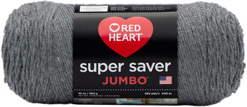 2 Pack Red Heart Super Saver Jumbo Yarn-Grey Heather E302C-400 - 073650828706