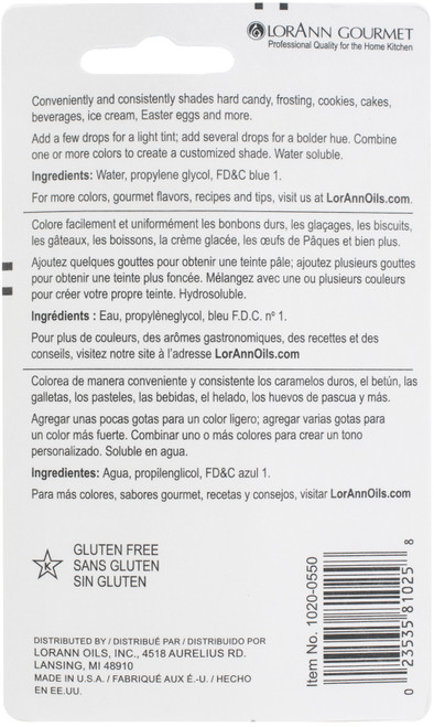6 Pack LorAnn Liquid Food Coloring 1oz-Blue LFC-1020