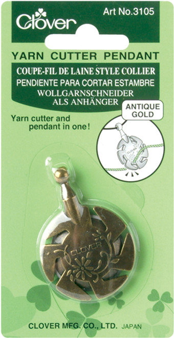 3 Pack - Clover Yarn Cutter Pendant-Antique Gold - 3105 - 051221356636