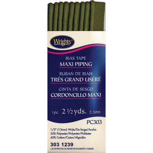 3 Pack - Wrights Bias Tape Maxi Piping .5"X2.5yd-Leaf - 117-303-1239 - 070659723971