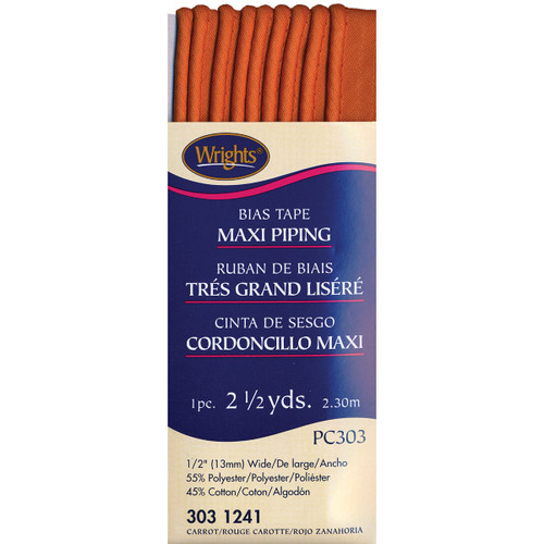3 Pack - Wrights Bias Tape Maxi Piping .5"X2.5yd-Carrot - 117-303-1241 - 070659723995