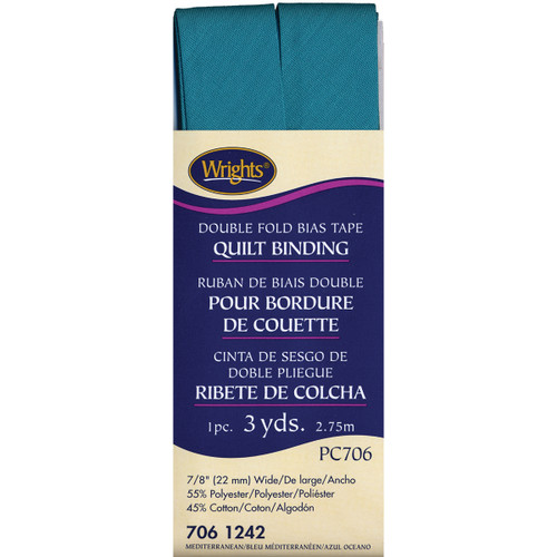3 Pack - Wrights Double Fold Quilt Binding .875"X3yd-Mediterranean - 117-706-1242 - 070659724527