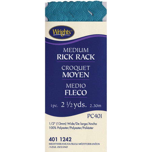 3 Pack - Wrights Medium Rickrack .5"X2.5yd-Mediterranean - 117-401-1242 - 070659724336 3 Pack - Wrights Medium Rickrack .5"X2.5yd-Mediterranean - 117-401-1242 - 070659724336