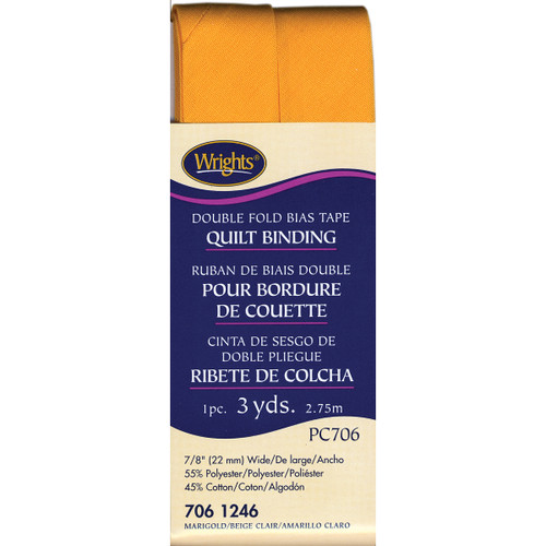 3 Pack - Wrights Double Fold Quilt Binding .875"X3yd-Marigold - 117-706-1246 - 070659727559