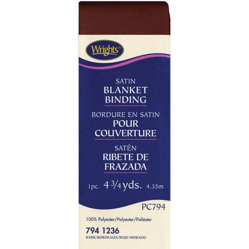 3 Pack - Wrights Single Fold Satin Blanket Binding 2"X4.75yd-Bark - 117-794-1236 - 070659724602