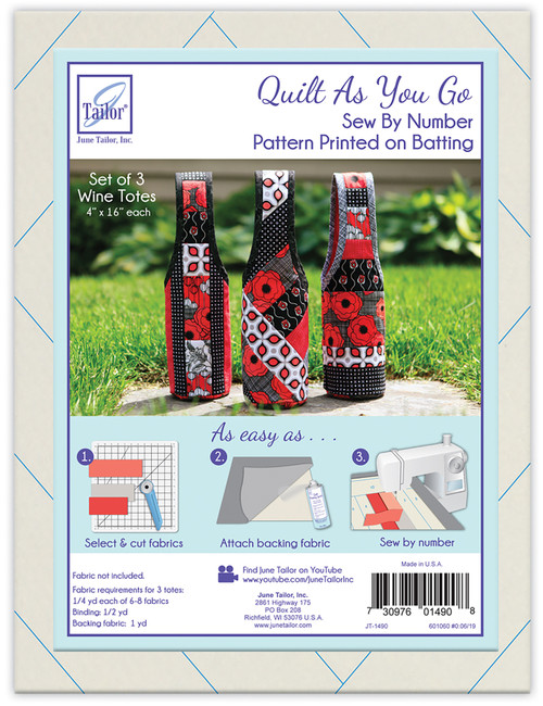 June Tailor Quilt As You Go Wine Tote-Assorted 3/Pkg JT1490