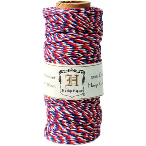3 Pack - Hemptique Hemp Variegated Cord Spool 20lb 205'-Americana - HS20VA-AM - 091037333230