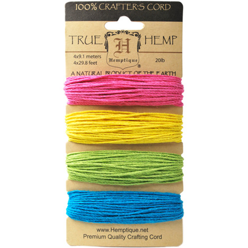 3 Pack - Hemptique True Hemp Cord 20lb 120'-Razzle Dazzle - HC200-RD - 091037333452