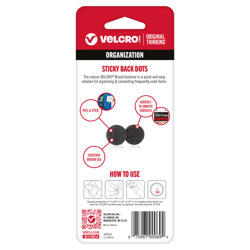 6 Pack - VELCRO(R) Brand Sticky Back Coins .625" 15/Pkg-Black - 90069
