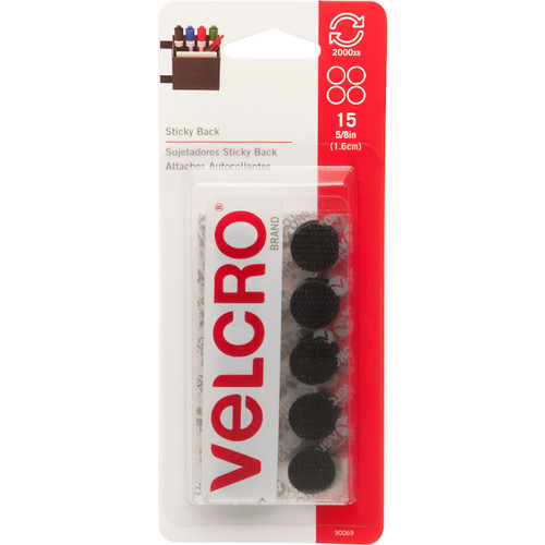 6 Pack - VELCRO(R) Brand Sticky Back Coins .625" 15/Pkg-Black - 90069
